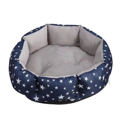 Лежак для котов собак круглый SY-2022-1208 Blue Stars M (50*18 см)