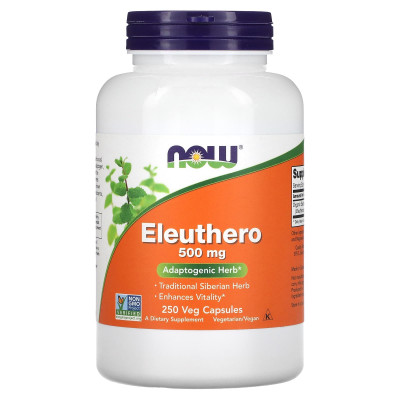 Елеутерокок, Eleuthero, Now Foods, 500 мг, 250 вегетаріанських капсул