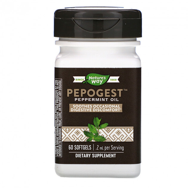 Масло м'яти, Peppermint Oil, Nature's Way, 0.2 мг, 60 капсул