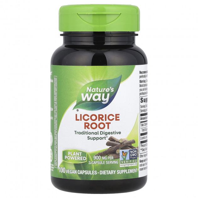 Корінь солодки (Licorice), Nature's Way, 900 мг, 100 веганських капсул (450 мг у капсулі)