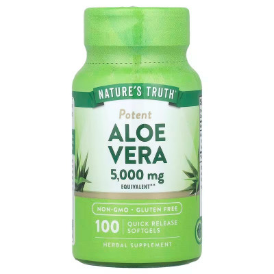 Алое Вера, Aloe Vera, Potent, Nature's Truth, 5000 мг, 100 гелевих капсул швидкого вивільнення