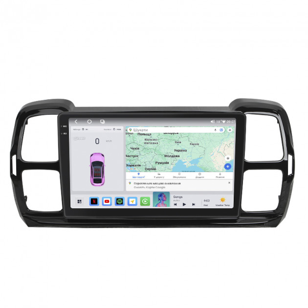 Штатная магнитола Lesko для Citroen C5 Aircross I 2018-н.в. экран 9" 4/64 QLED CarPlay 4G Wi-Fi GPS 360 Prime