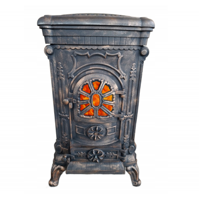 Чугунная печь-камин "Koza" Ingrid Ambra 9 кВт (дровяная) обогрева - до 100 м2, Золотисто-медная