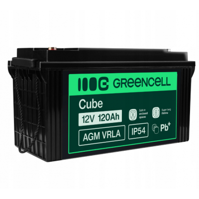 Аккумулятор Green Cell AGM VRLA 12V 120Ah IP54 не требует обслуживания (срок службы - 5 лет)