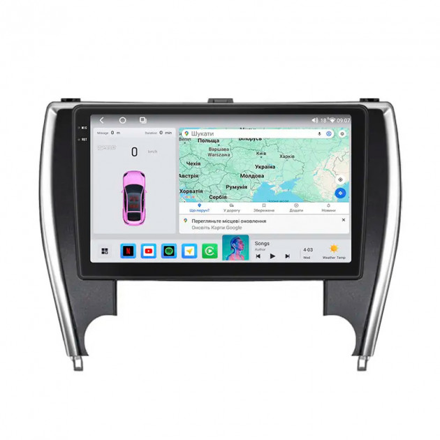 Штатная магнитола Lesko для Toyota Camry (USA) VII (XV50) Рестайлинг 2015-2017 экран 10" 4/64 QLED CarPlay 4G Wi-Fi GPS 360 Prime