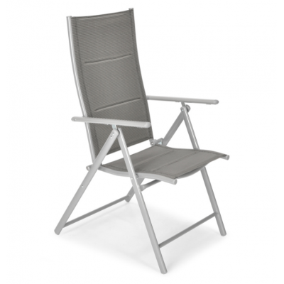 Складной садовый стул MODENA eDomator алюминиевый с регулировкой спинки, Серебряный (Польша)