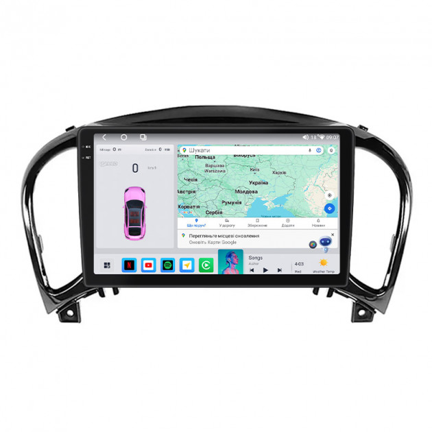Штатная магнитола Lesko для Nissan Juke I Рестайлинг 2014-2019 экран 9" 4/64 QLED CarPlay 4G Wi-Fi GPS 360 Prime