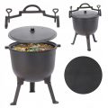 Туристичний чавунний казан 11 л Garden Line на 3 ніжках з кришкою та ручкою для перенесення (Польща)