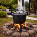 Туристичний чавунний казан 11 л Garden Line на 3 ніжках з кришкою та ручкою для перенесення (Польща)