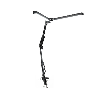 Настольная LED лампа M-018D двойная светодиодная складная зажимная с поворотным кронштейном Black