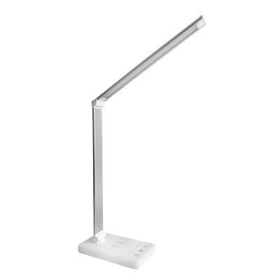 Настольная LED лампа M856 светодиодная с беспроводной зарядкой White + Silver