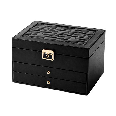 Шкатулка Casegrace SP-01265 для украшений и ювелирных изделий трехуровневая на замке с ключом 23*17*13,5 см Black