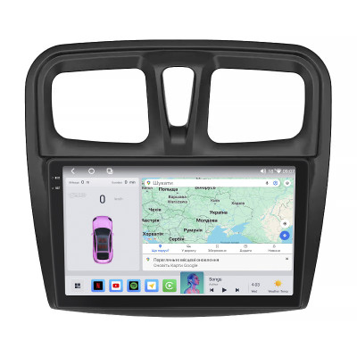 Штатная магнитола Lesko для Dacia Sandero II Рестайлинг ver 3 2016-2020 экран 10" 4/64 QLED CarPlay 4G Wi-Fi GPS 360 Prime