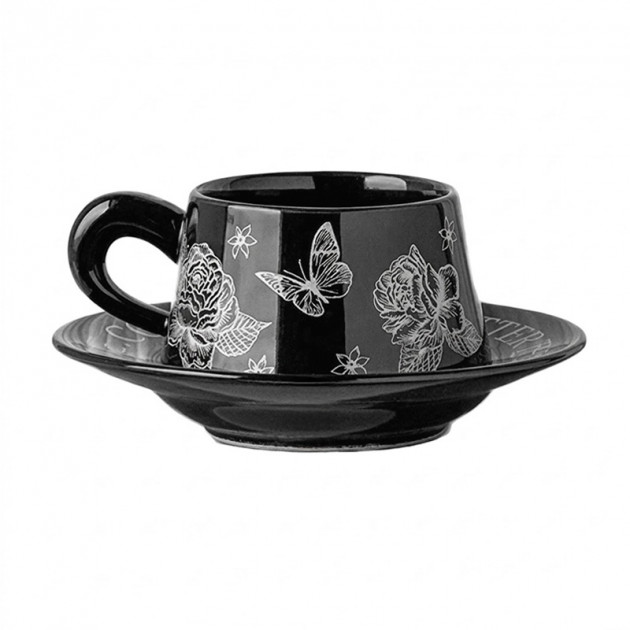 Сувенирный подарочный кофейный набор Nordic Miroson чашка+блюдце+подарочная коробка керамический Black