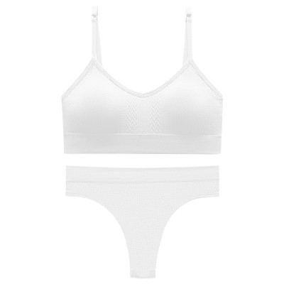 Бесшовный комплект женского белья в текстуре косичка трусы и топ 6608# Белый S
