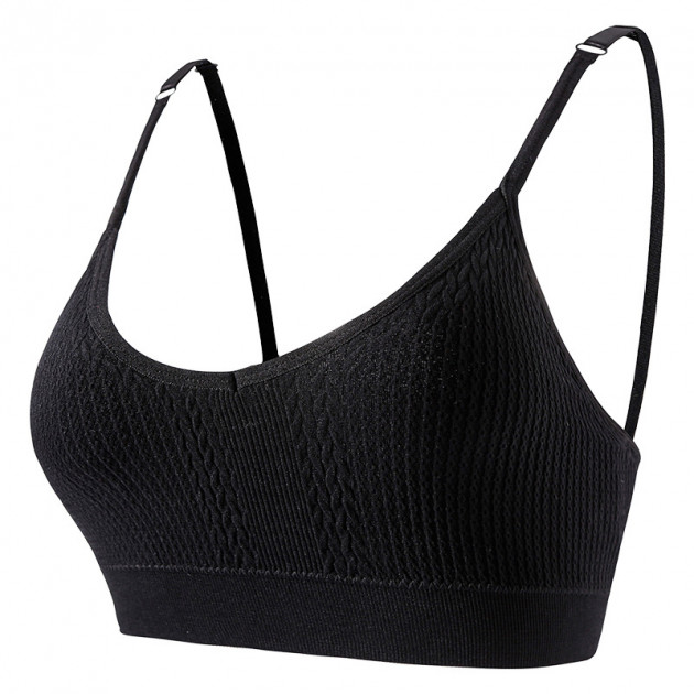 Топ женский в текстуре косичка WX6608# с регулируемыми брителями съемные чашечки Черный L