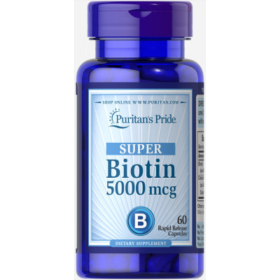 Біотин, Biotin, Puritan's Pride, 5000 мкг, 60 капсул