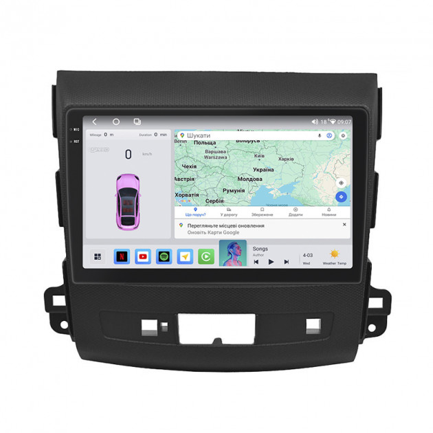 Штатная магнитола Lesko для Citroen C-Crosser  2007-2013 экран 9" 4/64 QLED CarPlay 4G Wi-Fi GPS 360 Prime