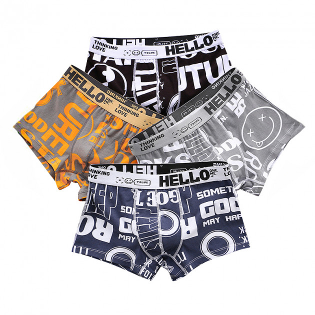 Набор мужских трусов боксеров PA-3187 с принтом Black/Orange/Gray/Sapphire Blue bp 4 шт 3XL