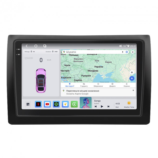 Штатная магнитола Lesko для Fiat Stilo  2001-2007 экран 9" 4/64 QLED CarPlay 4G Wi-Fi GPS 360 Prime
