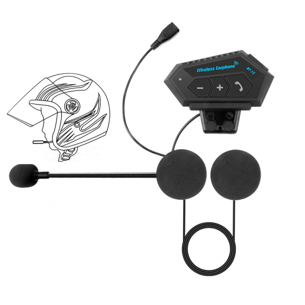 Bluetooth гарнітура для мотошлема BT12 Hard Helmet. IP67, Bluetooth 5.0