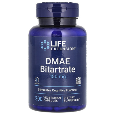 DMAE (Диметиламіноетанол), DMAE Bitartrate, Life Extension, 150 мг, 200 капсул