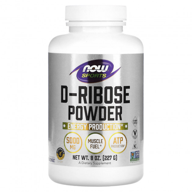 D-рибоза, D-Ribose, Now Foods, Sports, порошок, 5000 мг, 227 г