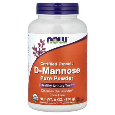 D-манноза, D-Mannose, Now Foods, сертифікований органічний порошок, 170 г