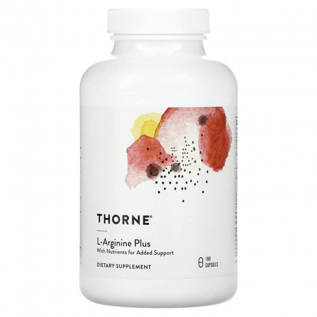 L-аргінін Плюс, L-Arginine Plus з Nutrients для Added Support, Thorne, комплекс для серцево-судинної системи, 180 капсул