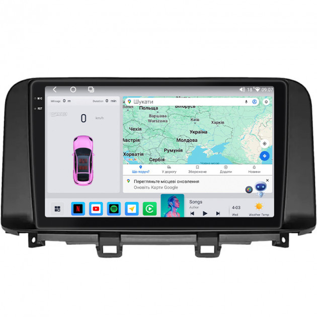 Штатная магнитола Lesko для Hyundai Kona I 2017-2020 экран 10" 4/64 QLED CarPlay 4G Wi-Fi GPS 360 Prime