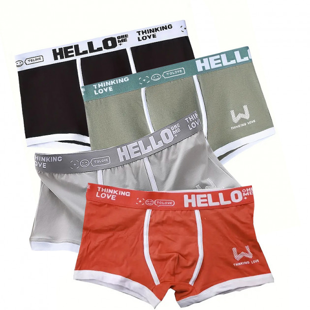 Набор мужских трусов боксеров PB-3199 Light gray/Green/Coral/Black из 4 шт  L