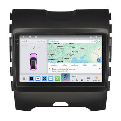 Штатная магнитола Lesko для Ford Edge II Рестайлинг 2018-н.в. экран 9" 4/64 QLED CarPlay 4G Wi-Fi GPS 360 Prime