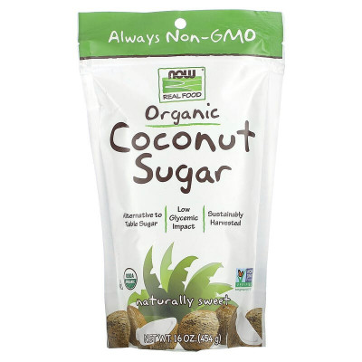 Кокосовий цукор, Coconut Sugar, NOW Foods, Real Food, органік, 454 гр