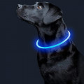 Светодиодный LED ошейник L-18 USB светящийся водоотталкивающий для собак и котов  Blue S