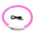 Светодиодный LED ошейник L-18 USB светящийся водоотталкивающий для собак и котов  Pink L