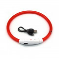 Светодиодный LED ошейник L-18 USB светящийся водоотталкивающий для собак и котов  Red M