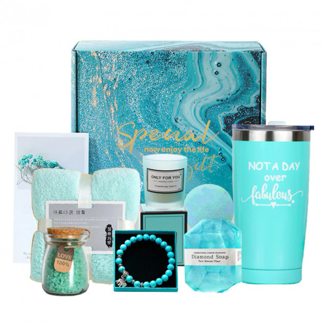Подарочный наборSpa Gift Basket Set 02 из 8 предметов термостакан мыло бомбочка для ванны соль для ванны ароматическая свеча гипсофила браслет Tiffany