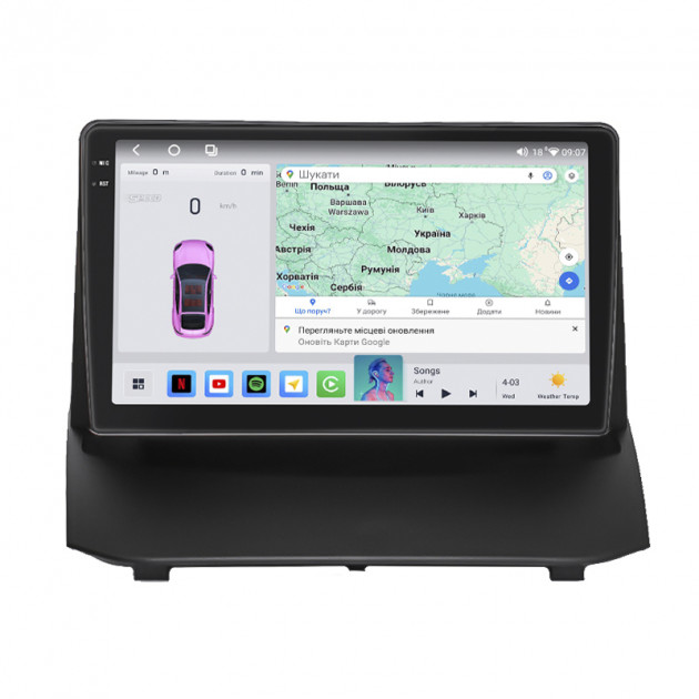 Штатная магнитола Lesko для Ford Fiesta Mk6 Рестайлинг 2012-2019 экран 9" 4/64 QLED CarPlay 4G Wi-Fi GPS 360 Prime