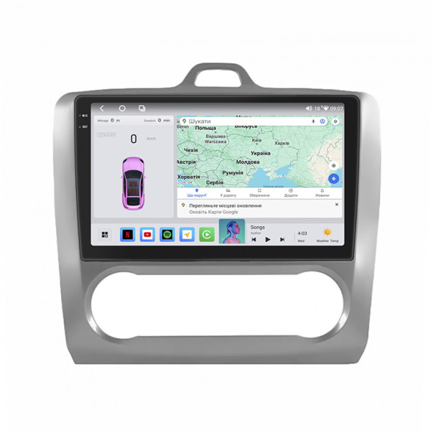 Штатная магнитола Lesko для Ford Focus II 2004-2008 экран 9" 4/64 QLED CarPlay 4G Wi-Fi GPS 360 Prime
