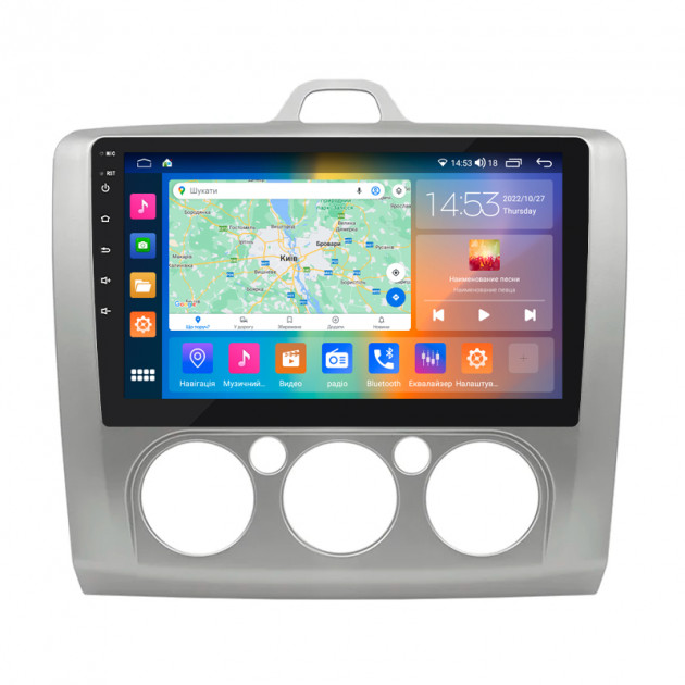 Штатная магнитола Lesko для Ford Focus II Рестайлинг 2007-2011 экран 9" 4/64Gb CarPlay 4G Wi-Fi GPS Prime