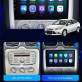 Штатная магнитола Lesko для Ford Focus II Рестайлинг 2007-2011 экран 9" 4/64Gb 4G Wi-Fi GPS Top