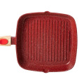 Алюмінієва сковорода-гриль 24 см зі скляною кришкою Square Red MGC HP-4-461R