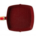 Алюмінієва сковорода-гриль 28 см зі скляною кришкою Square Red MGC HP-4-462R