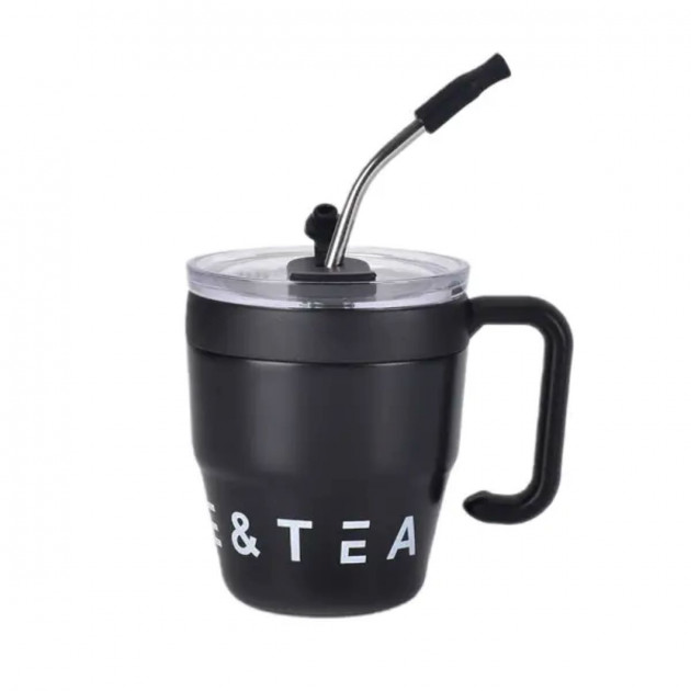 Термочашка Coffee & Tea з трубочкою чорна HP-14-23B