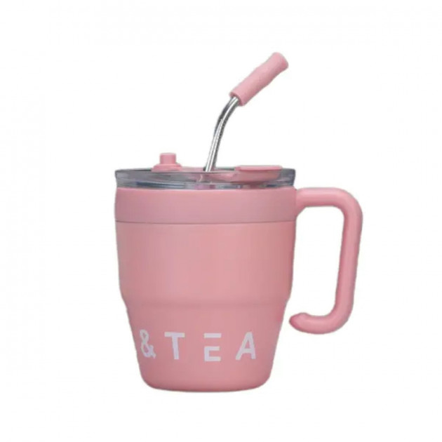 Термочашка Coffee & Tea з трубочкою рожева HP-14-23P