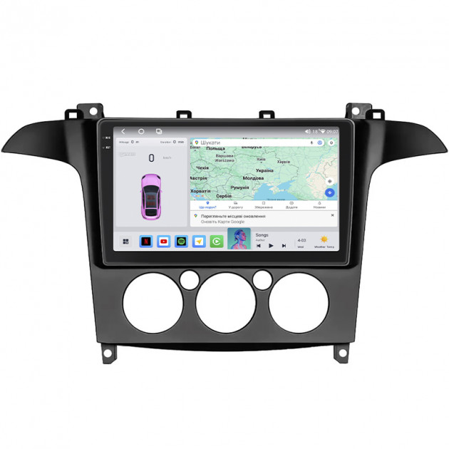 Штатная магнитола Lesko для Ford S-MAX I 2006-2010 экран 9" 4/64 QLED CarPlay 4G Wi-Fi GPS 360 Prime