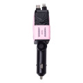 Автомобільний зарядний пристрій MECHA з висувними кабелями та портами USB/Type-C Рожевий HP-A1P