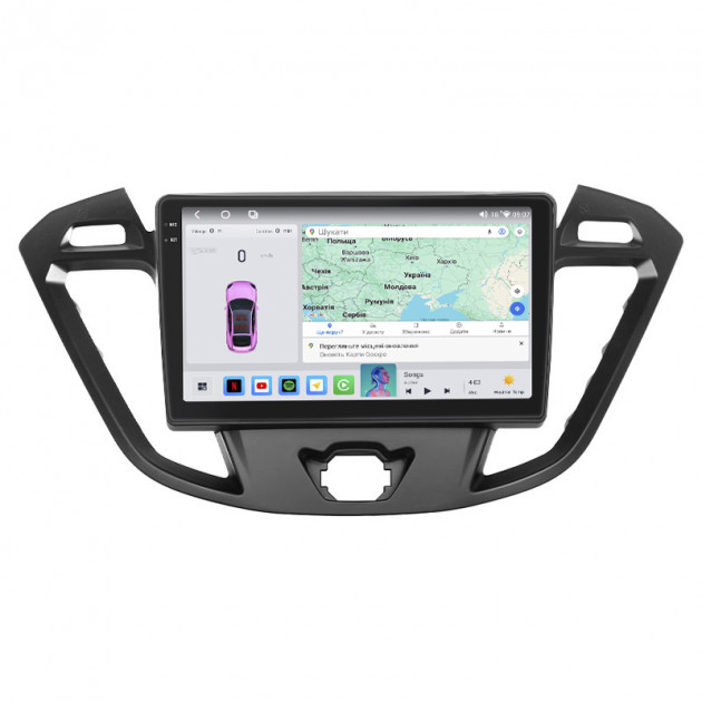 Штатная магнитола Lesko для Ford Transit Connect II Рестайлинг 2018-н.в. экран 9" 4/64 QLED CarPlay 4G Wi-Fi GPS 360 Prime