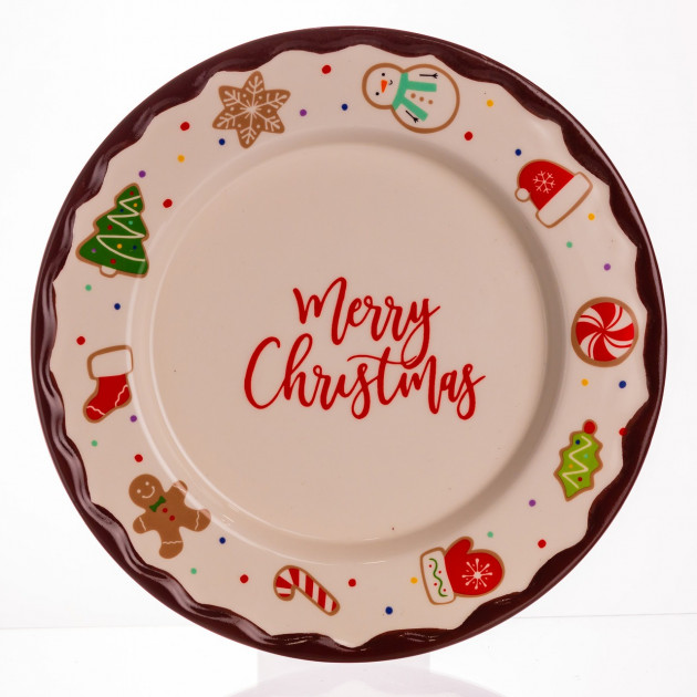 Новорічна тарілка з порцеляни Merry Christmas т Ø27.5 см CR-1-39