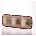 Менажниця порцелянова Merry Christmas на 3 секції 30×11×2.5 (см) прямокутна CR-1-41